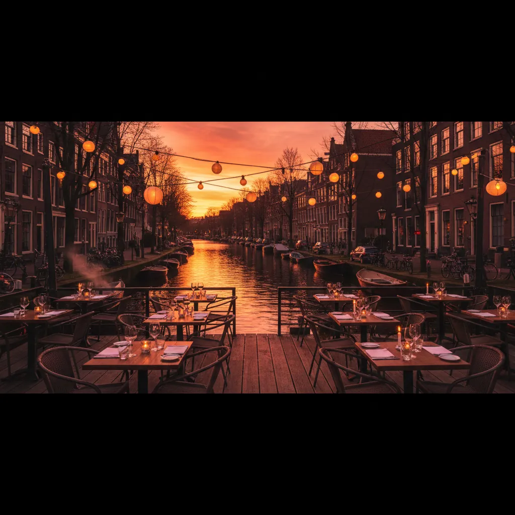 Waterterras van Loef en Lij bij zonsondergang